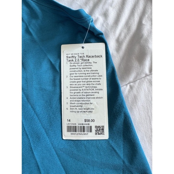 New Lululemon Swiftly Tech Racerback Tank 2.0 Race Size 14 Hawaiian Blue NWT - Picture 4 of 10
